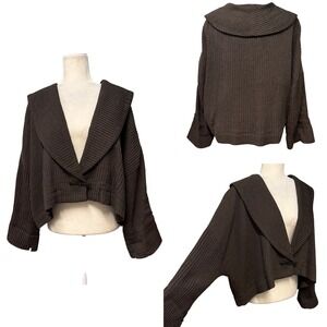 Oska Jacket Womens 1 US 6/8 Wool Blend Ribbed Cropped Boxy Lagenlook Minimalist